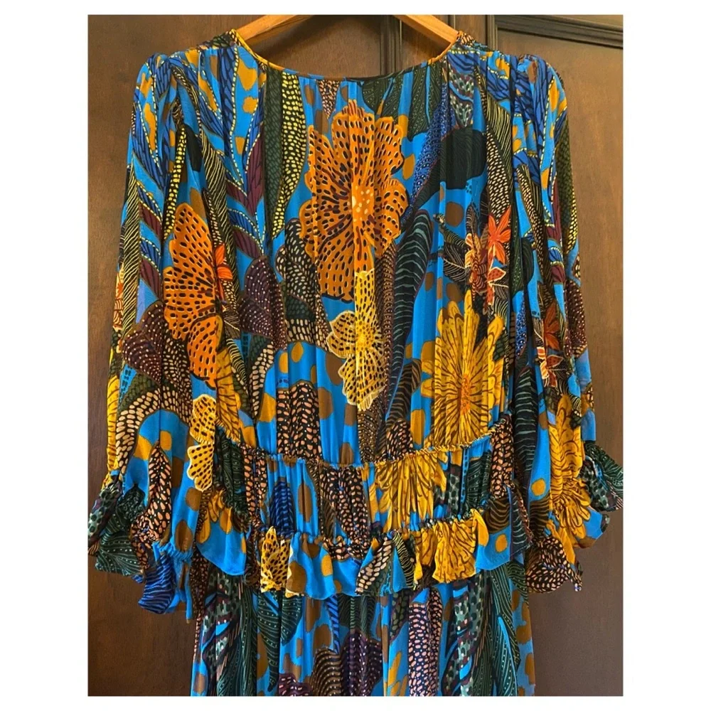 FARM Rio Blue and Orange Floral Maxi Dress - Picture 12 of 14